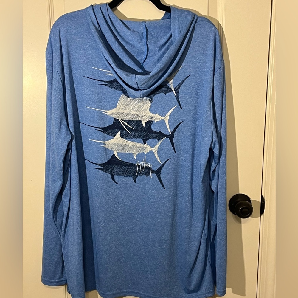 Guy Harvey Men's Scribble Bills Performance Hoodie with Pocket